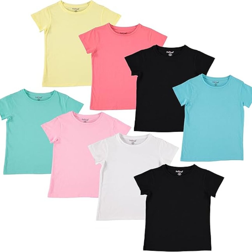 Six Pink Angel Kids Girls Cotton Crew Neck Tees  + 1 George - Size 14